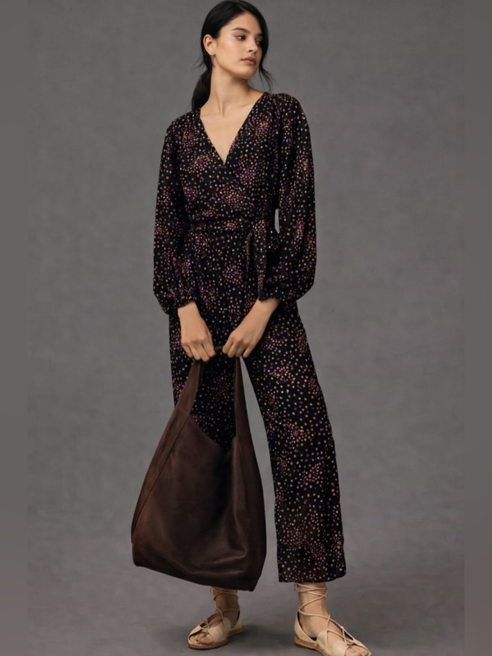 Kate Spade New York Disco Dots Long Sleeve Jumpsuit Size 2 Polka Dots V Neck